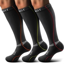 KEMISANT Compression Socks 3Pairs,Sports Knee-high Socks Cushioned Footbed 15...