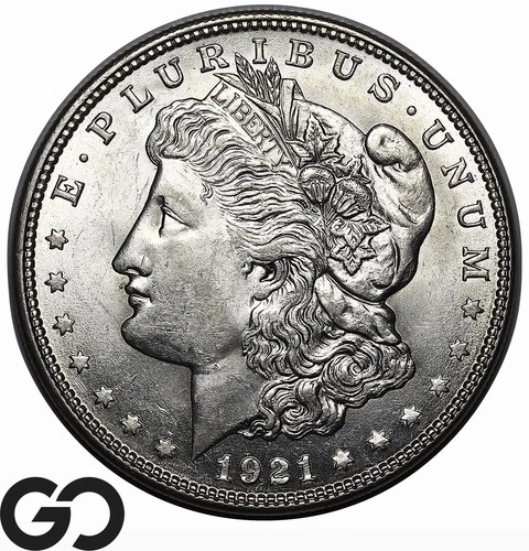 1921-D Morgan Silver Dollar Coin Gem BU++, Final Year Issue