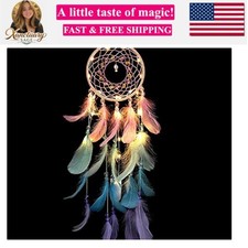 Dream Catcher Wall Decor, Handmade Dream Catcher with LED Light, Colorful Fea...