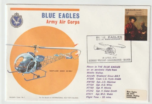 19/4/1974 UK GB Flown Cover - Blue Eagles - Army Air Corps