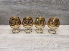 Set of 4 Vintage Murano/Arte Italica Style 24K Gold Gilded Brandy Snifters MCM