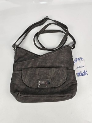 MultiSac Gray Fabric Crossbody Shoulder Bag Adjustable Strap Purse NWT