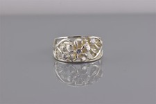 Sterling Silver Cubic Zirconia Plumeria Flower Leaf Band Ring 925 Sz: 5