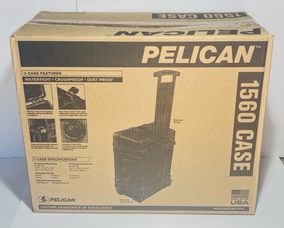 Pelican 1560 Waterproof Wheeled Black Hard Case With Padded Divider Set