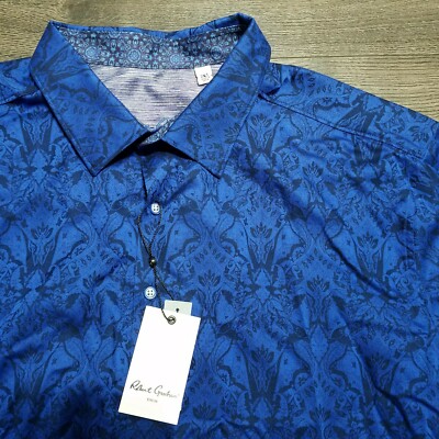 ROBERT GRAHAM Highland Button up Sport Shirt Mens 2XL Blue All over print