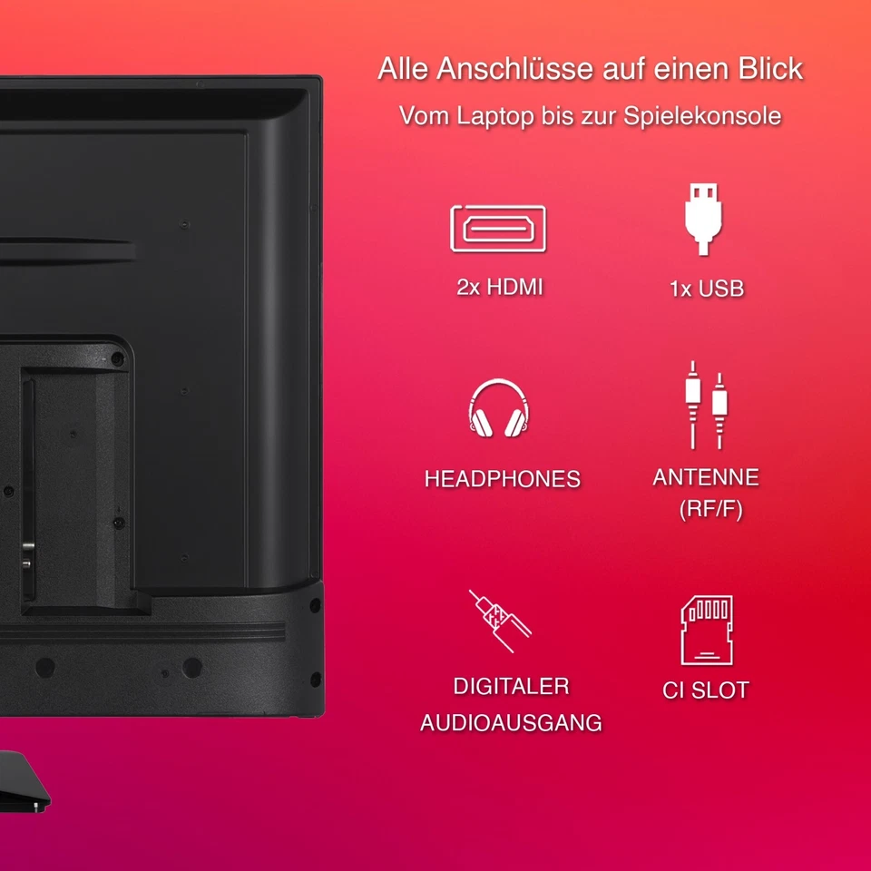 Telefunken XH24O550M 24 Zoll Fernseher HD LED TV Triple-Tuner HDMI USB schwarz - Bild 3 von 4