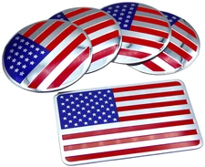 US Flag Emblem Wheel Center Cap Sticker Decals 2.2" / 56mm + American Flag Decal