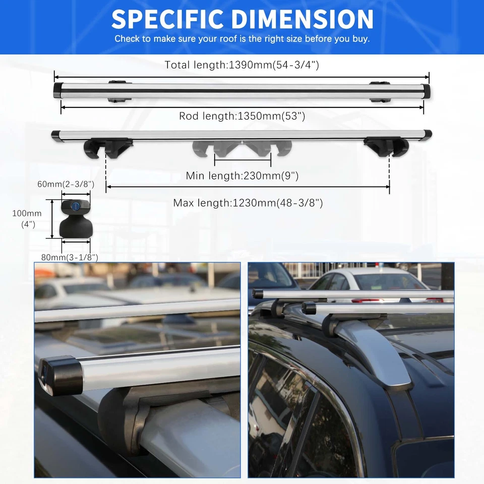 For Mercury Mariner Sport Utility 54" Roof Rack Cross Bars Luggage Cargo Carrier - Image 2 of 4