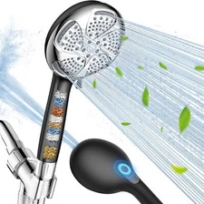 High Pressure 7-Spray Showerhead with Filters for Hard Water - Remove Chlorine