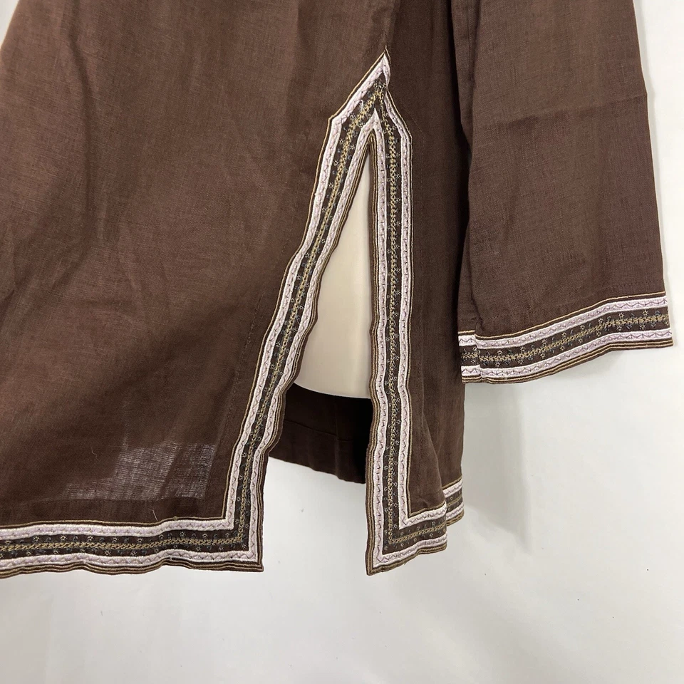 Funda de traje de baño Old Navy para mujer pequeña ajuste perfecto túnica cambio 100 % lino marrón Foto 4 de 4