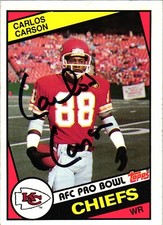 Carlos Carson #87 Signed 1984 Topps NFL Football Card AUTO Chiefs