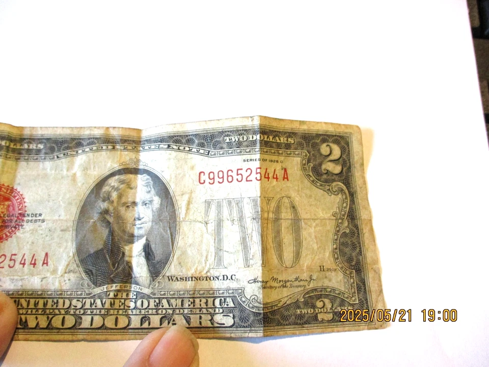 TWO DOLLAR RED SEAL - C99652544A - SERIES OF 1928 D - UNITED STATES NOTE - Image 4 of 4