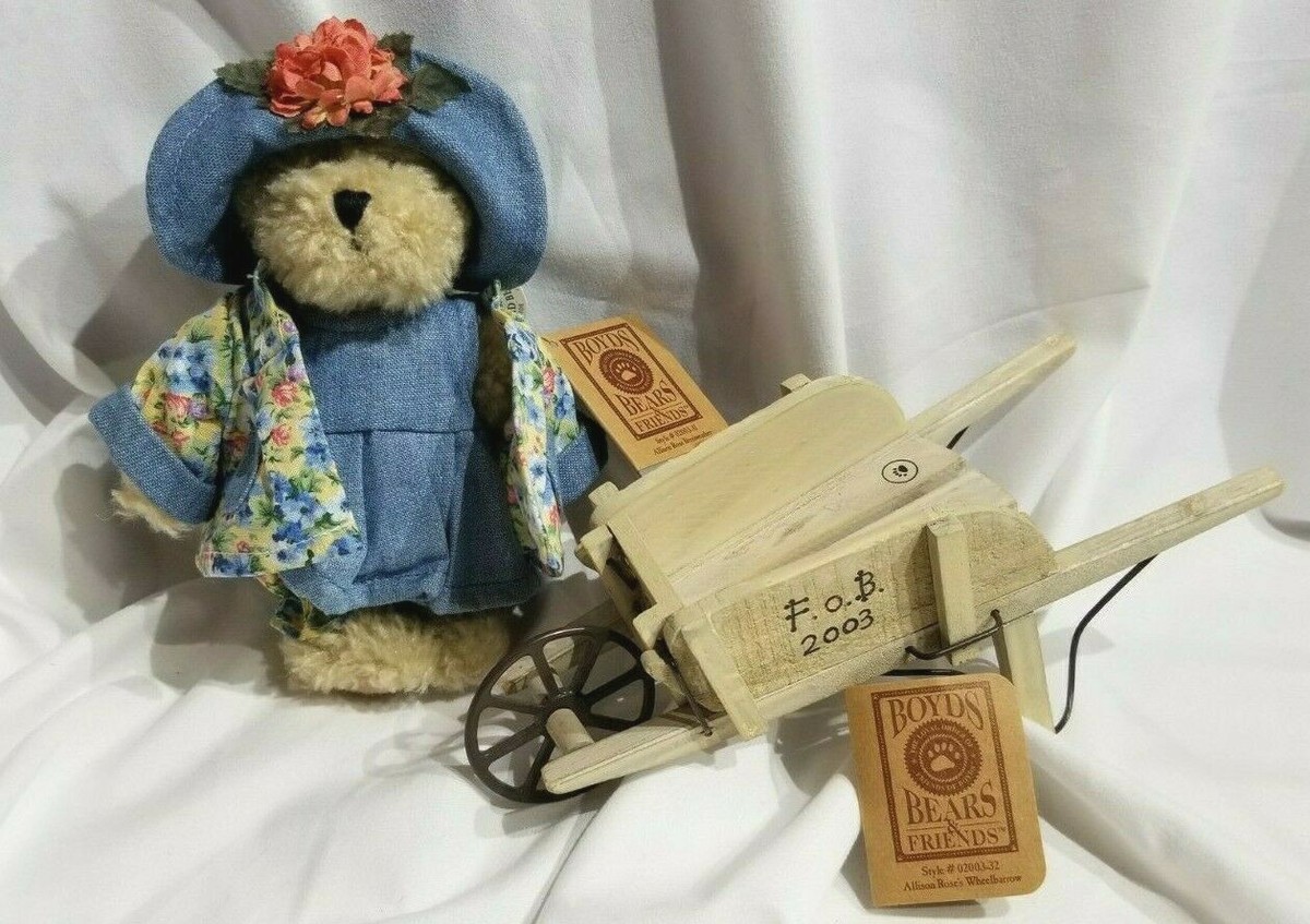 BOYDS 16インチ 4本セット 当時物 アストロ サファリ希少 Boyds Bears Allison Rose Berriweather w/Wheelbarrow 6in F.o.B.