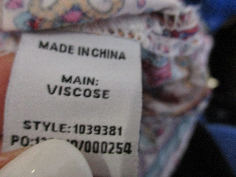 Rockmans womens top blouse pink blue floral print 14 v-neck spaghetti strap - Image 3 of 4