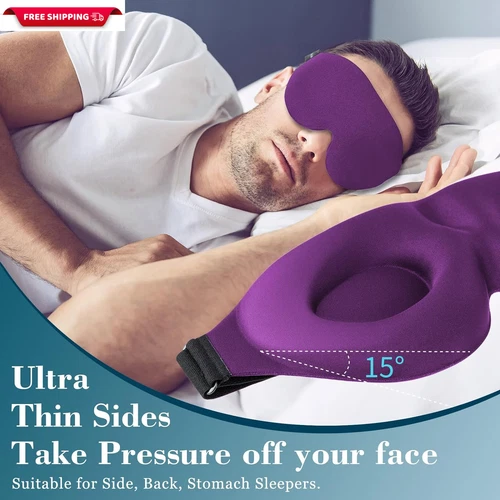 2 Travel 3D Eye Mask Sleeping Soft Padded Shade Cover Rest Relax Blindfold - Picture 4 of 8