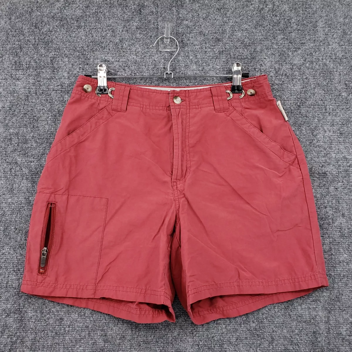 Columbia Shorts Womens 6 Red Cargo Mid-Rise 5 Flat Front Fishing