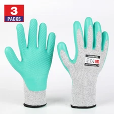 3-Pairs Gardening Gloves Thorn Proof Work Gloves Garden Gloves Latex Coated NEW