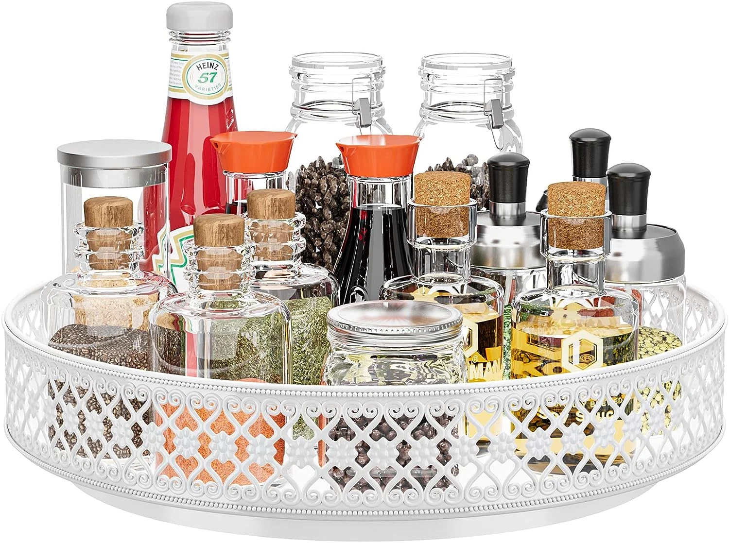 Lazy Susan Turntable Organizer - 11" Rotating Metal Spice Rack for Countertop