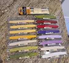 10 DMC Stitch Bow Floss Holders & 15 Skeins Embroidery Thread Lot