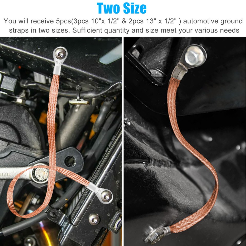 4x Engine Ground Strap Copper Cable Kit For Car Truck Firewall - Foto 8