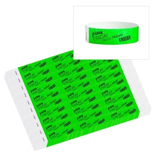 WRISTCO 500 or 1000 Count Days of the Week Tyvek Design Wristband, Security Bracelet