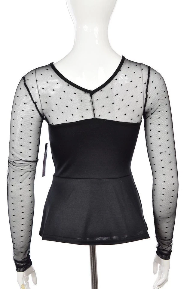 NUEVO Top Blusa Camisa Rock Steady Diseñador Mujer Talla XS Negra Lunares Foto 3 de 4