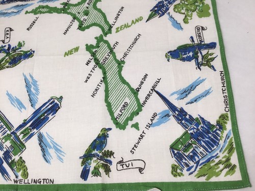 Vintage New Zealand Hankie Continent Dunedin Auckland Christchurch WellingtonKea - Picture 4 of 6