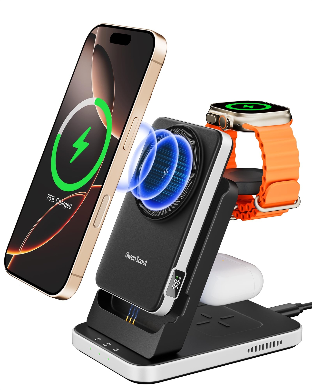 3 in 1 Charging Station Compatible with MagSafe for Apple, 304M, Magnetic Wir...