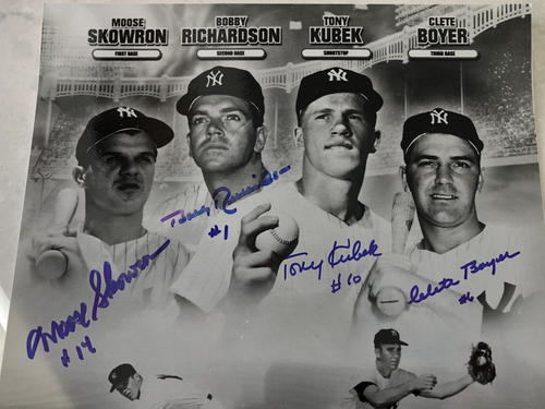 1961 BOBBY RICHARDSON TONY KUBEK CLETE BOYER MOOSE SKOWRON 8x10 SIGNED PHOTO - Picture 2 of 2