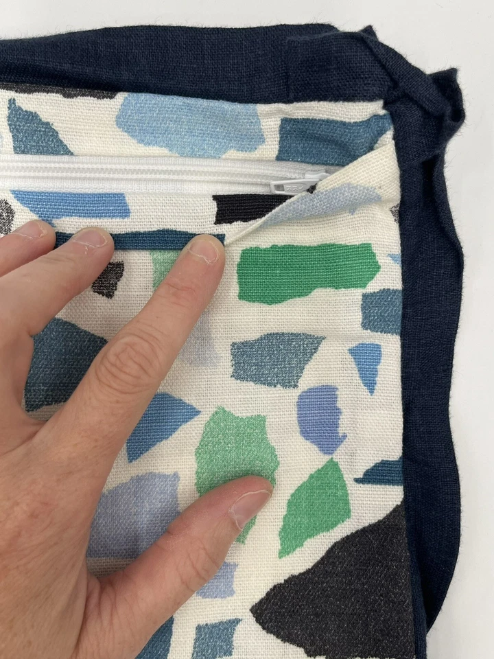 Lulu DK Colores Como Nuevo Julep XL Funda de Almohada Falsa Verde Lino 23” Azul Abstracto Foto 3 de 4