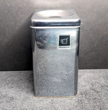 Mid Century Chrome Metal Kitchen Canister FLOUR Made in USA 9" Tall