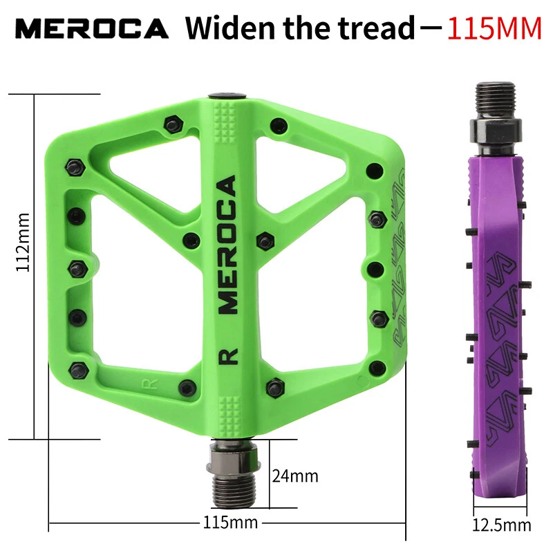Pedales planos de bicicleta de carretera Meroca Nylon MTB - Cojinete sellado Pedales planos de bicicleta para 9/16" Foto 3 de 4