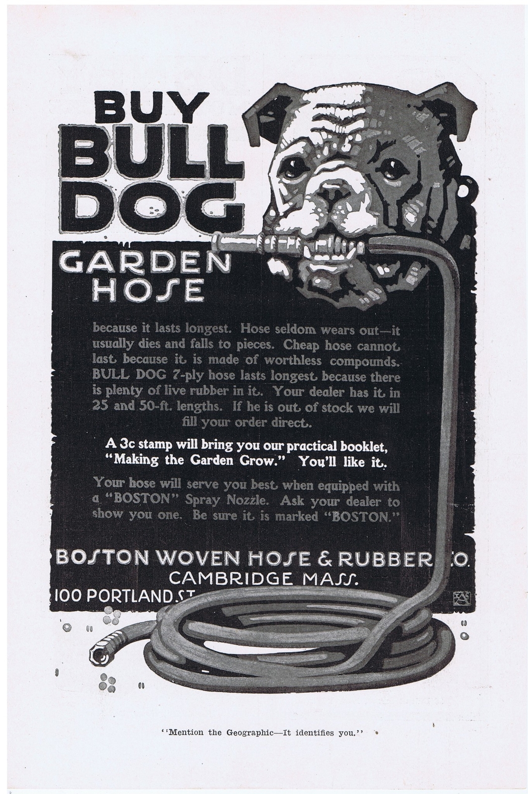 1918 Bull Dog Garden Hose Boston Woven Hose & Rubber Company Print Ad eBay