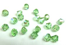 20 Pcs  PERIDOT AB  6mm BICONE  SWAROVSKI CRYSTAL BEADS LOT