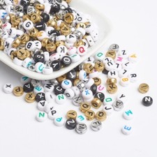 50 Letter Beads Alphabet Beads Mixed Bulk Beads Wholesale 7mm Flat Assorted Lot