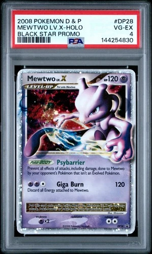 2008 POKEMON DIAMOND & PEARL BLACK STAR PROMO #DP28 MEWTWO LV.X-HOLO PSA 4