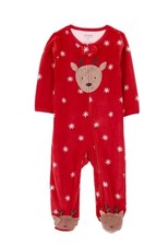Nwt Carter's Girls Christmas Holiday Reindeer Footed Pajamas Size 6 Months