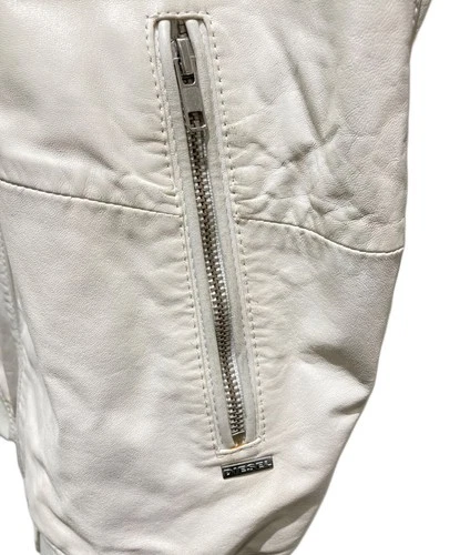 Diesel Processed Hooded Leather Jacket Men's Size S White image 6