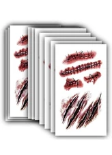 10 PCS Halloween Fake Blood Scar Tattoo Stitches Sticker Body Art Decoration