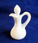 Vtg Westmoreland Milk Glass Diamond Point Cruet w/Stopper