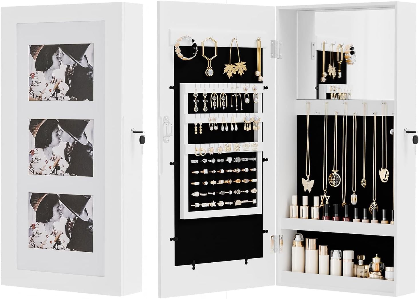 Jewelry Armoire with Photo Frame, 23.62 x 11.81 x 3.55 inch,