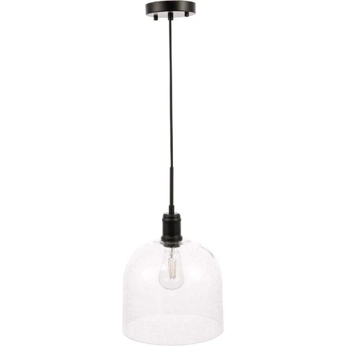 Living District Gabe 1-Light Metal Pendant in Black and Clear Seeded - Picture 9 of 9