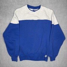 Vintage 90s Russell Athletic Sweatshirt M Blue Heather Gray Colorblock Two Tone