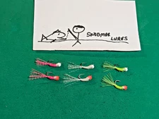 6 -size 10 SCUD Ice Fishing Jig Fly Trout Perch Panfish glow Tungsten Bead head