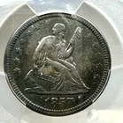 1857 Silver Seated Liberty  Quarter PCGS Cleaned  XF detail