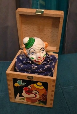 Hermann Eichhorn Vintage Wooden Celluloid Jack In The Box Clown From Germany