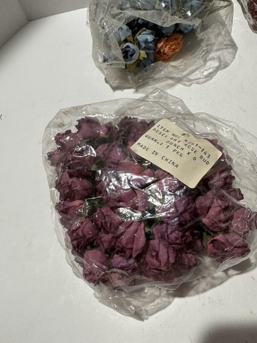 Vintage Darice Mini Satinband verschiedene Farben Blumen Drahtstiel 1" Packung #1 - Bild 5 von 10