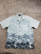 Vintage No Fear Shirt Large Mens Button Up Palm Trees Short Sleeve Y2K USA Made