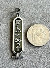 Vtg STERLING Silver HIEROGLYPHIC PENDANT Pharoah Bail ANKH Egypt - 2" - Signed — photo 7
