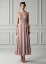 J J house Elegant Dusty Rose Lace and Chiffon Evening/Bridal Dress